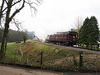 Railmotor No.93 approaching Roebuck Gate, West Somerset Railway