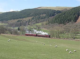 Railmotor No.93 and Trailer No.92 between Carrog and Glyndyfrdwy