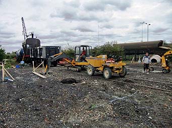 Preparing to erect the shed - August 2010. 